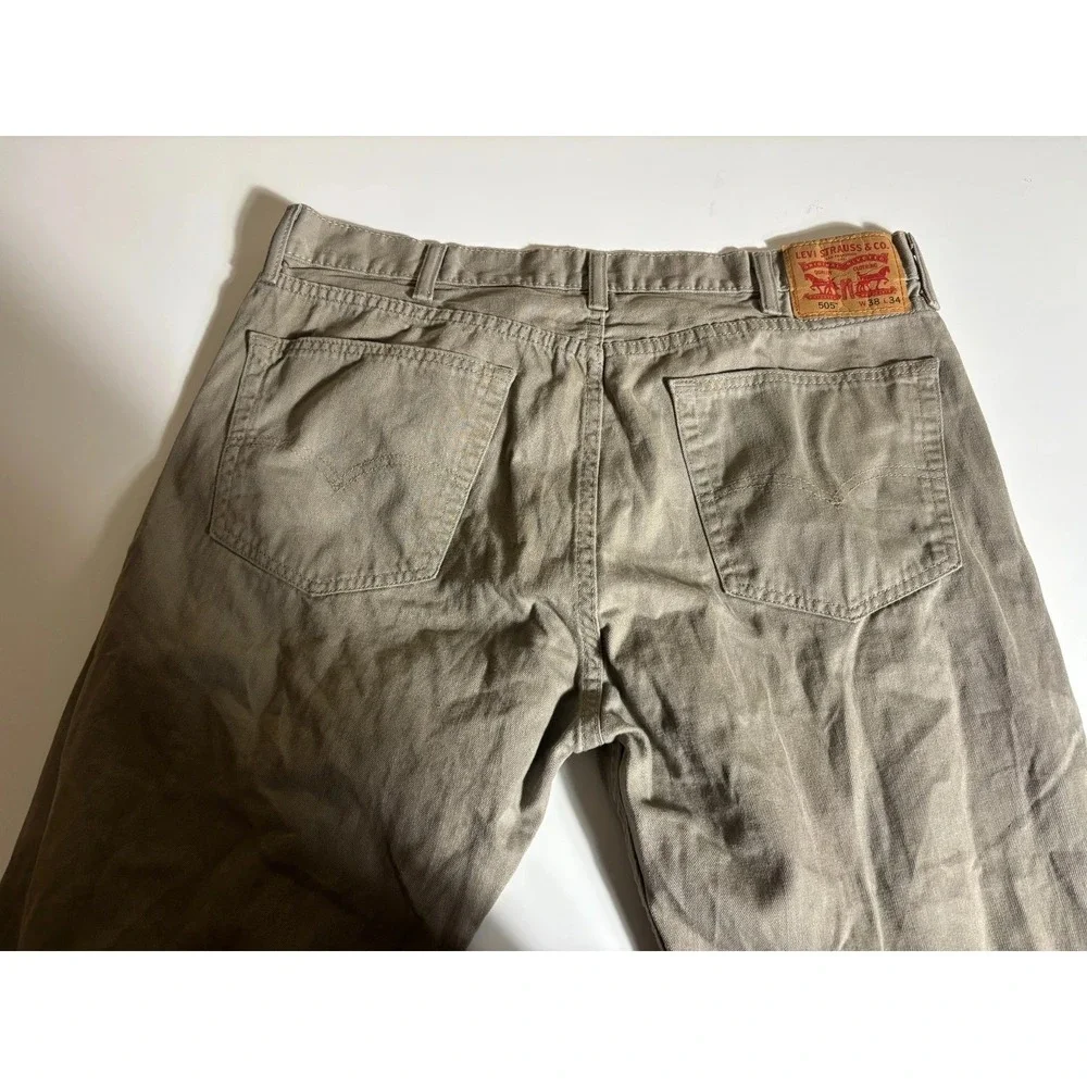 Levi's 505 Jeans Mens 38x34 Brown 5 Pockets Streetwear Flat Front Straight Leg